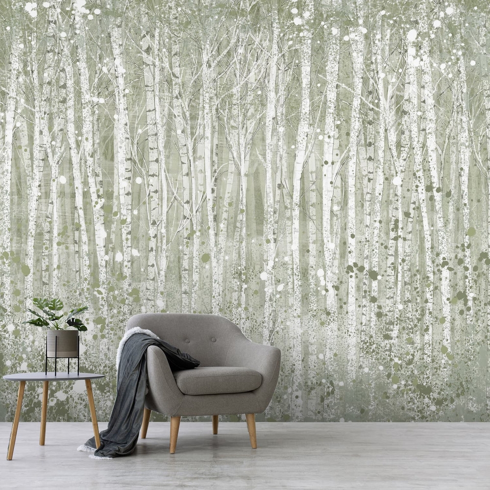 Painterly Woods Sage Bespoke Mural