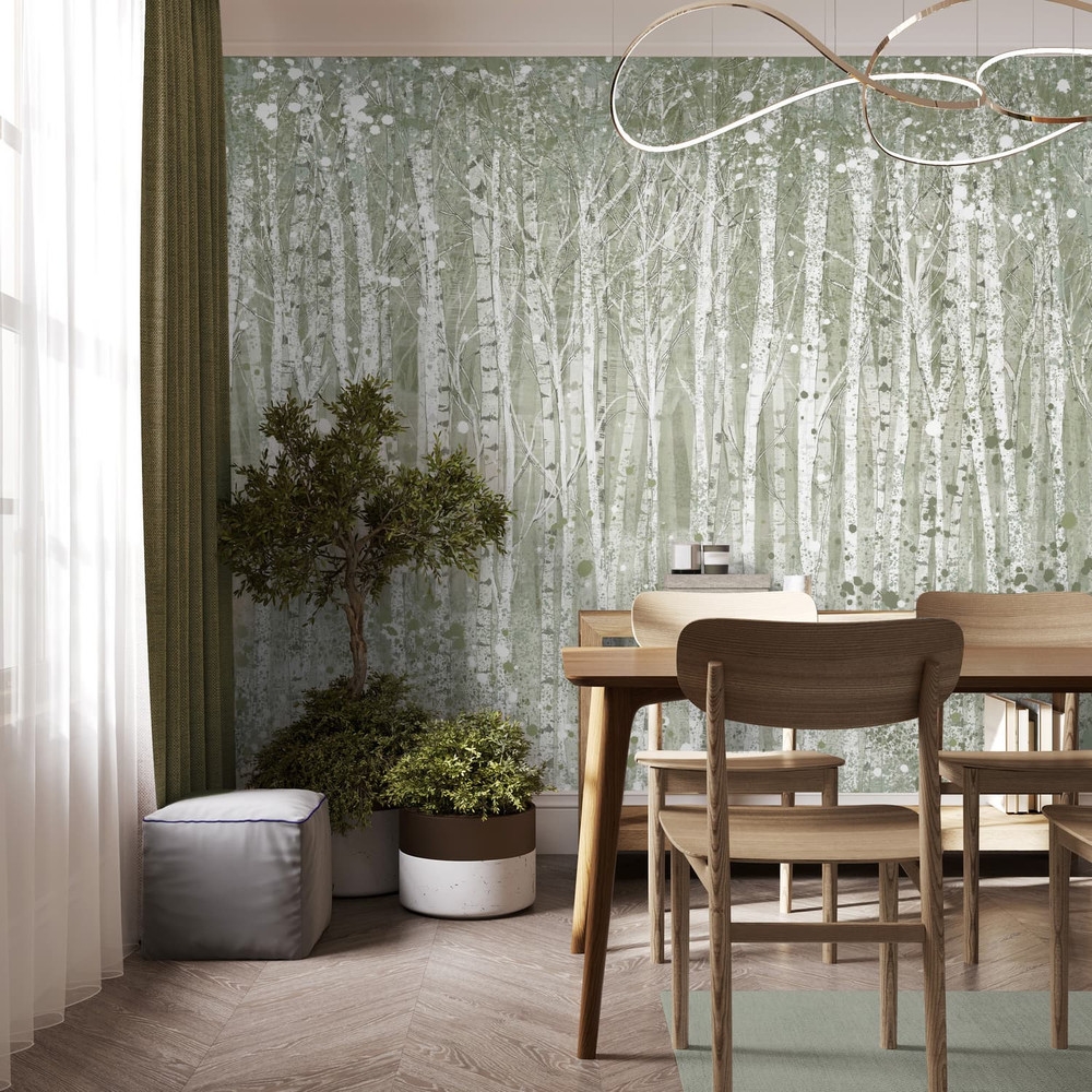 Painterly Woods Sage Bespoke Mural