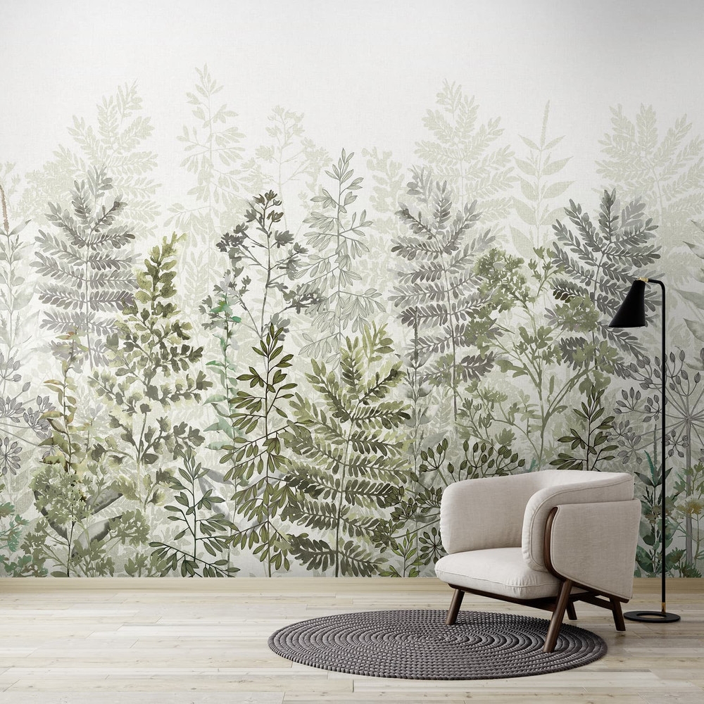 Leaf Silhouette Sage Bespoke Mural