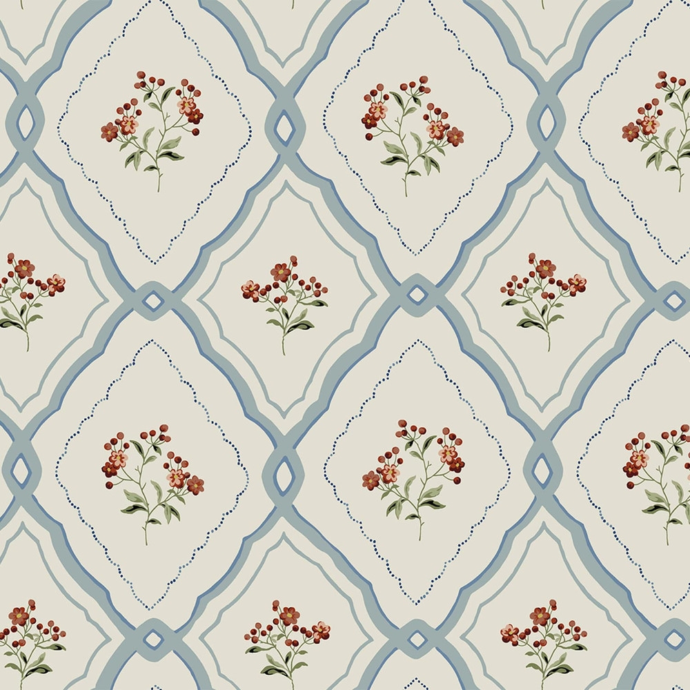 Laura Ashley Pinford Trellis Pale Seaspray Blue Wallpaper