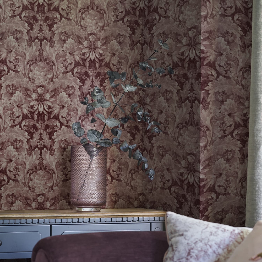 Laura Ashley Apolline Pale Blackberry Wallpaper