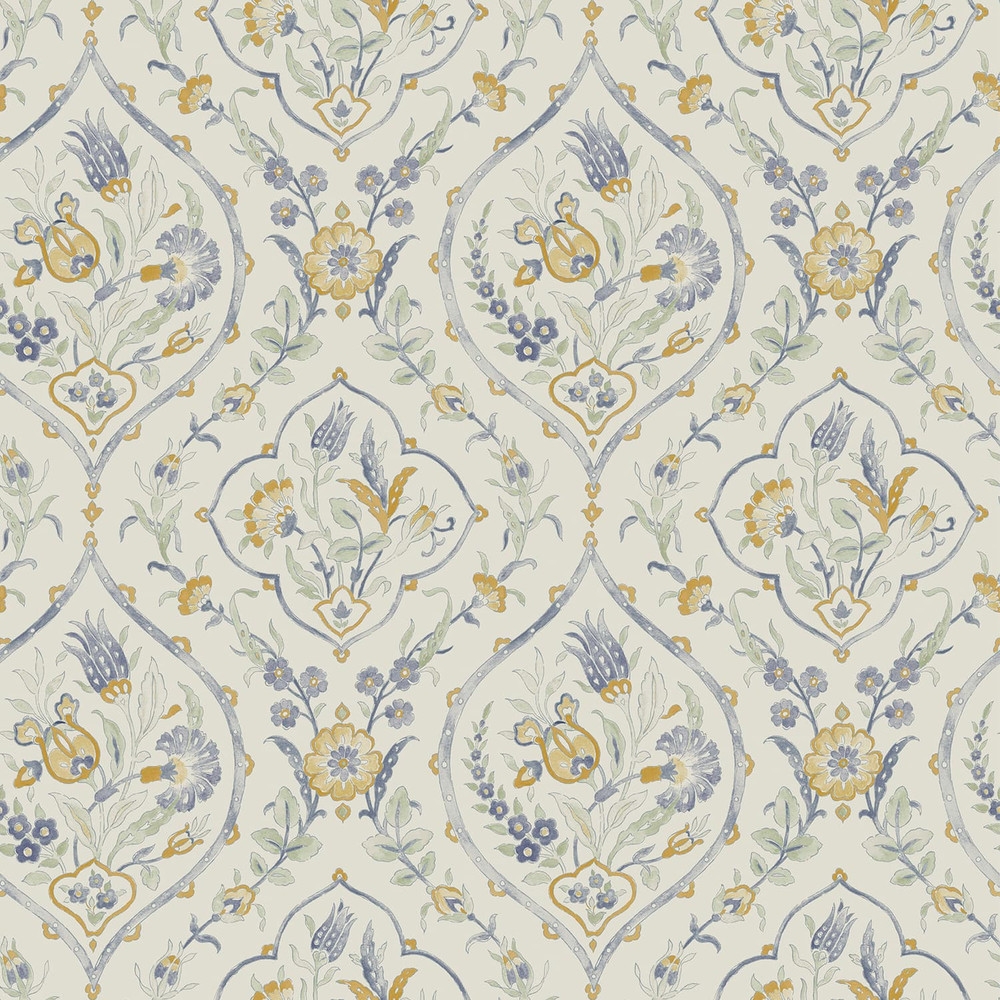 Laura Ashley Foscot Damask Pale Ochre Yellow Wallpaper