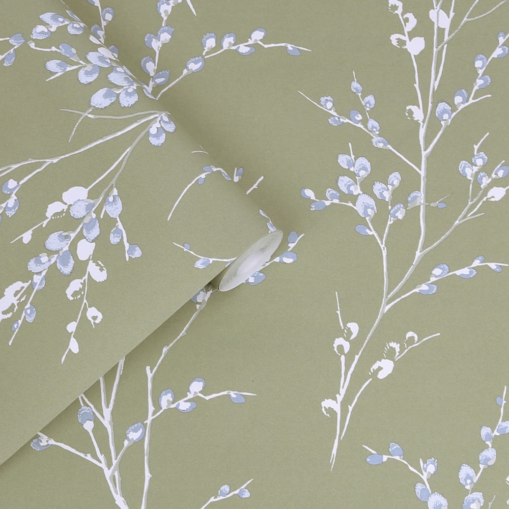 Laura Ashley Pussy Willow Moss Green Wallpaper