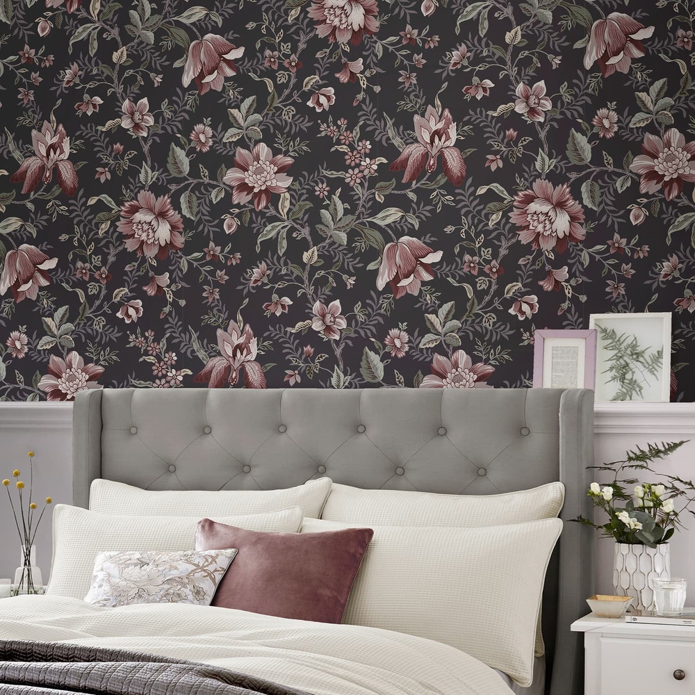 Laura Ashley Edita’s Garden Charcoal Grey Wallpaper