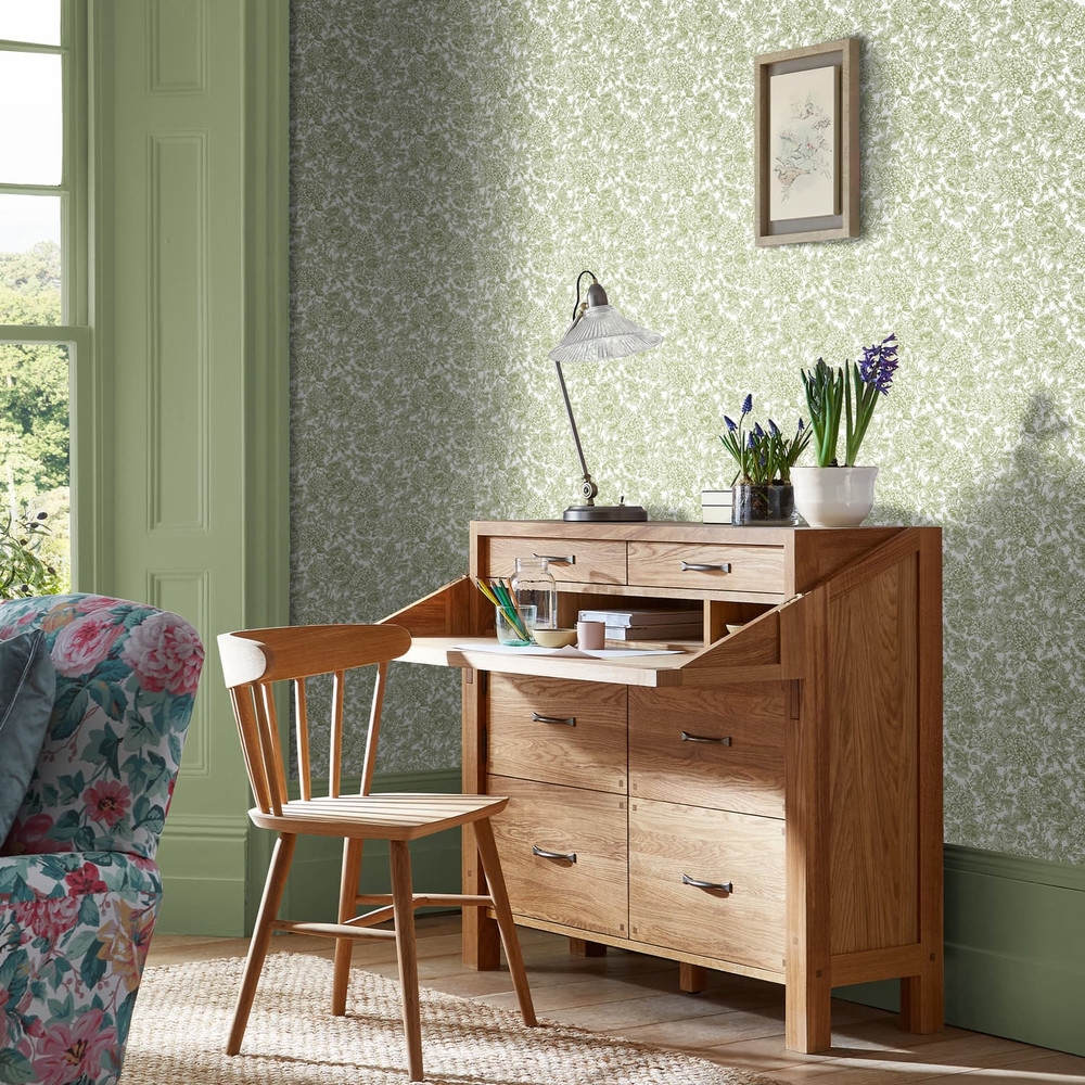 Laura Ashley Louise Moss Green Wallpaper