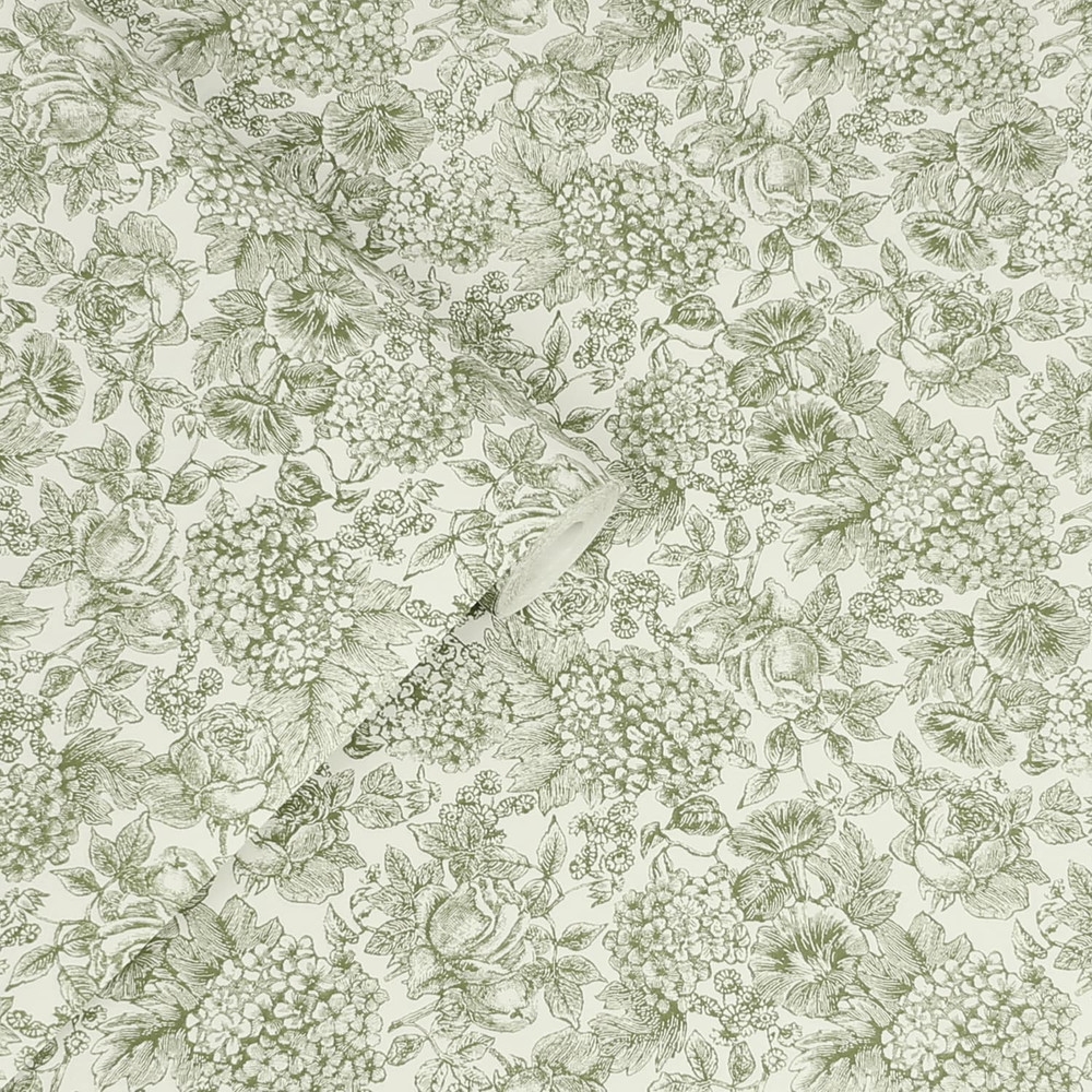 Laura Ashley Louise Moss Green Wallpaper