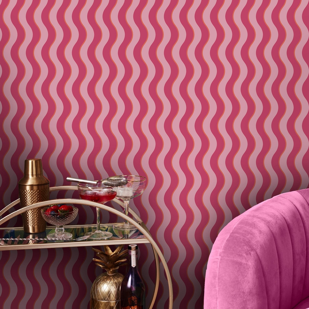 Making Waves Raspberry and Tangerine Wallpaper - 122371_ROOMSET_02.jpg