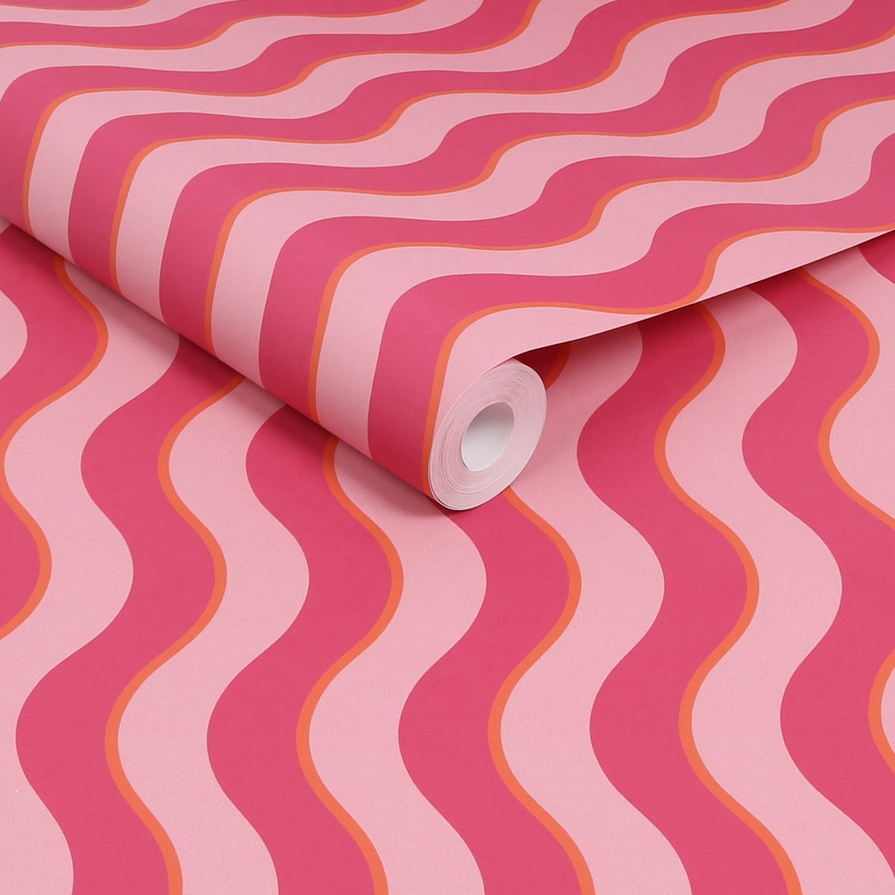 Making Waves Raspberry and Tangerine Wallpaper - 122371_ROLLSHOT_01.jpg