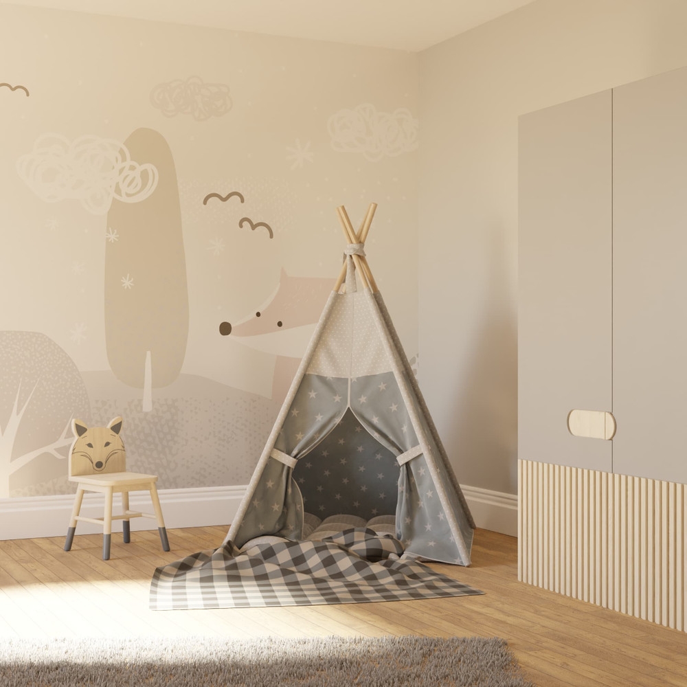 Scandi Animals Grey Bespoke Mural