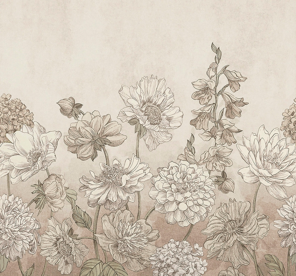 Muted Floral Neutral Bespoke Mural