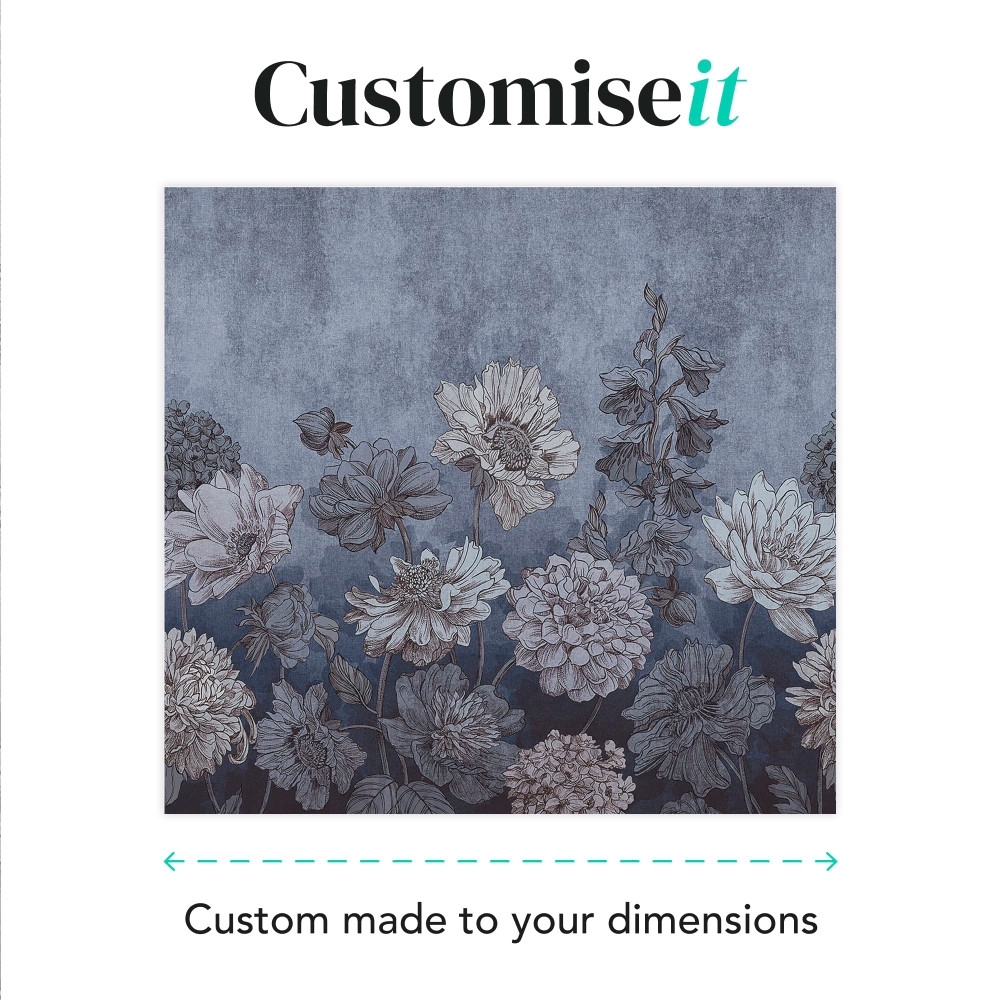 Muted Floral Navy Bespoke Mural