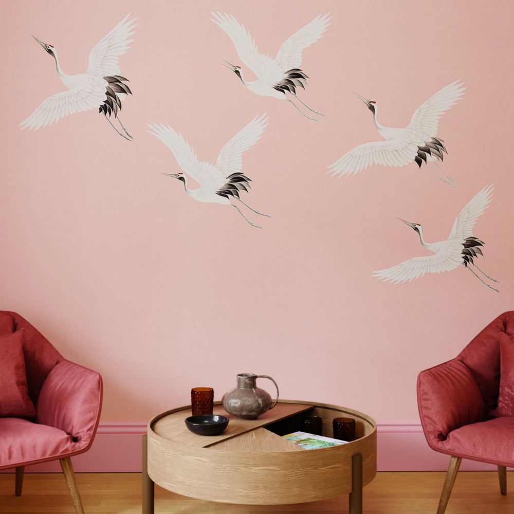 Cranes in Flight Blush Bespoke Mural