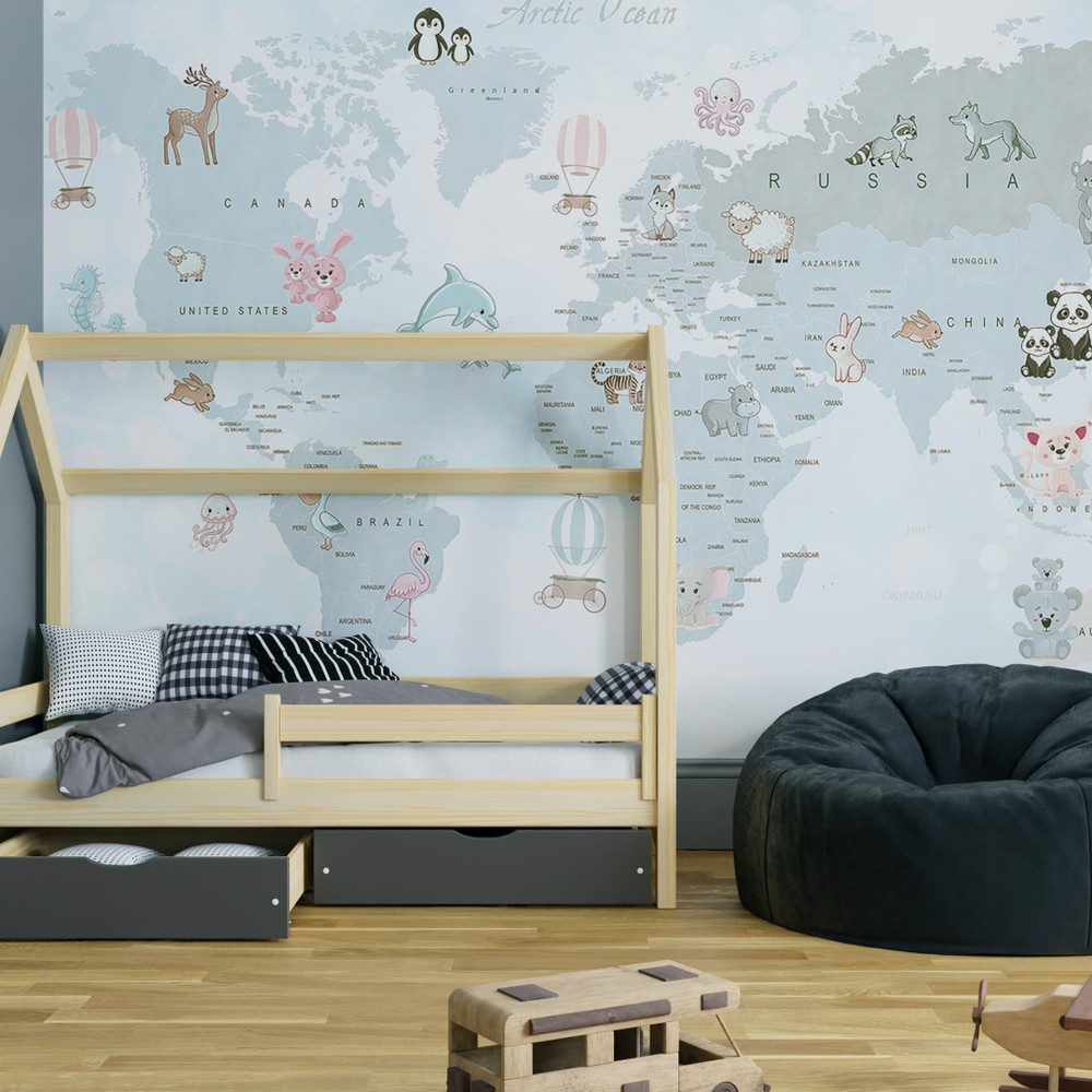 Whole Wide World Grey Bespoke Mural