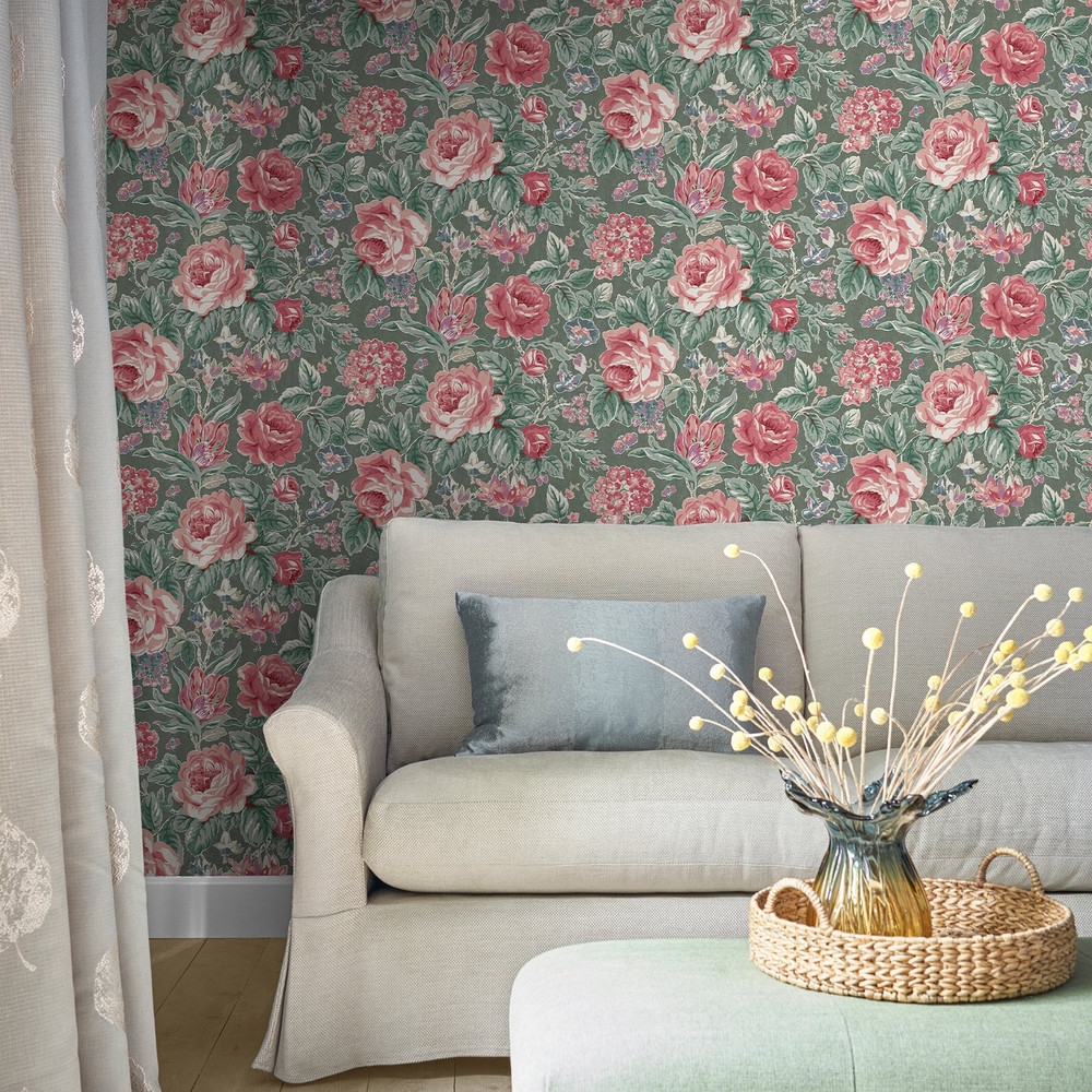 Laura Ashley Wild Roses Fern Green Wallpaper - 122754_ROOMSET_WILD ROSES FERN GREEN.jpg