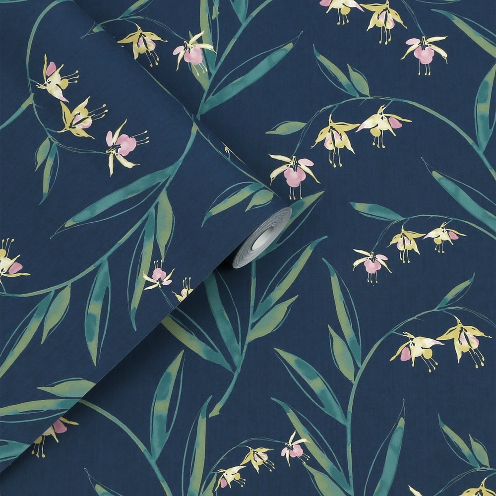 Laura Ashley Fulwell Fuchsia Midnight Seaspray Wallpaper - 127402_ROLLSHOT_FULWELL FUCHSIA MIDNIGHT SEASPRAY_01.jpg