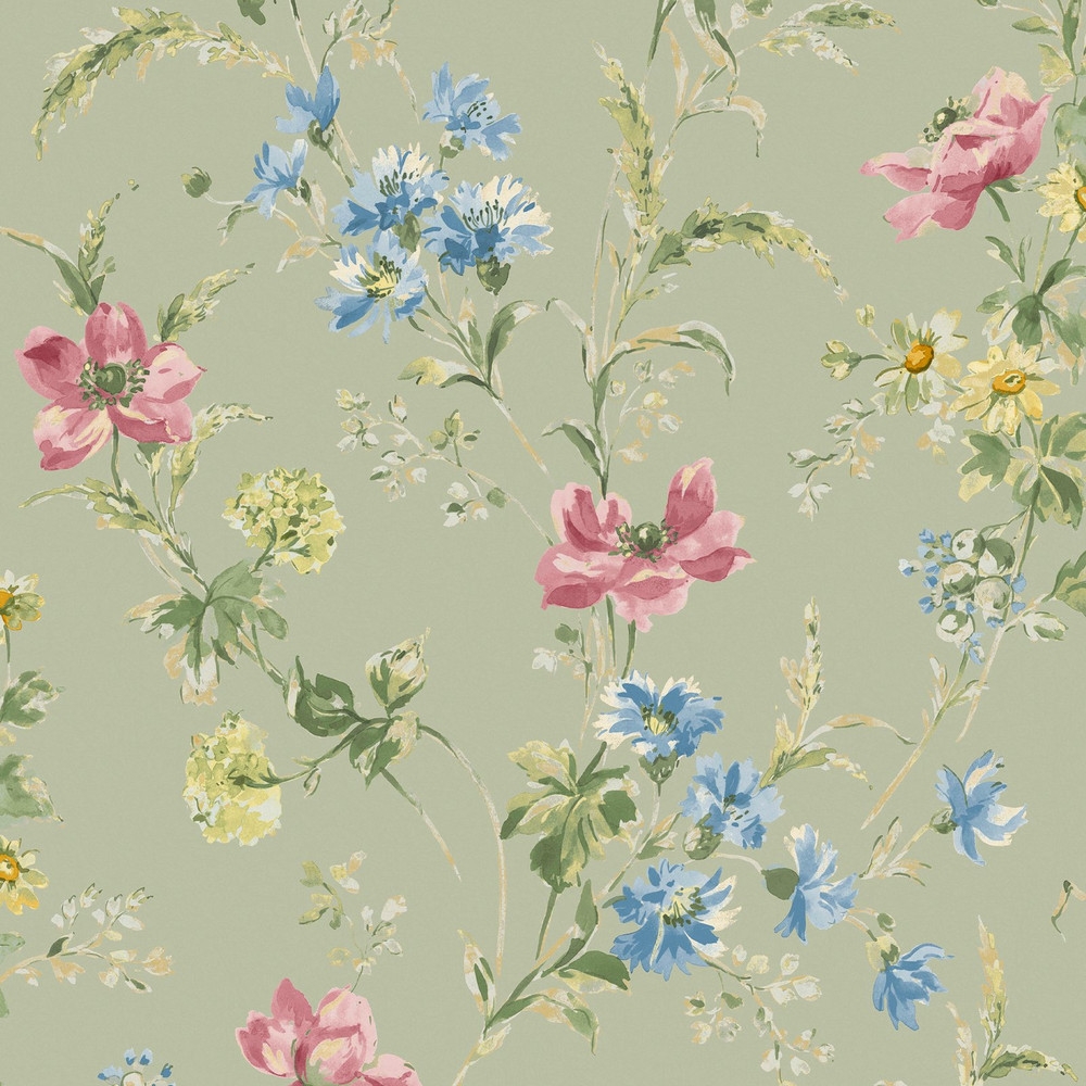 Laura Ashley Poppy Meadow Sage Green Wallpaper - 127405_TILE_POPPY MEADOW SAGE GREEN_01.jpg