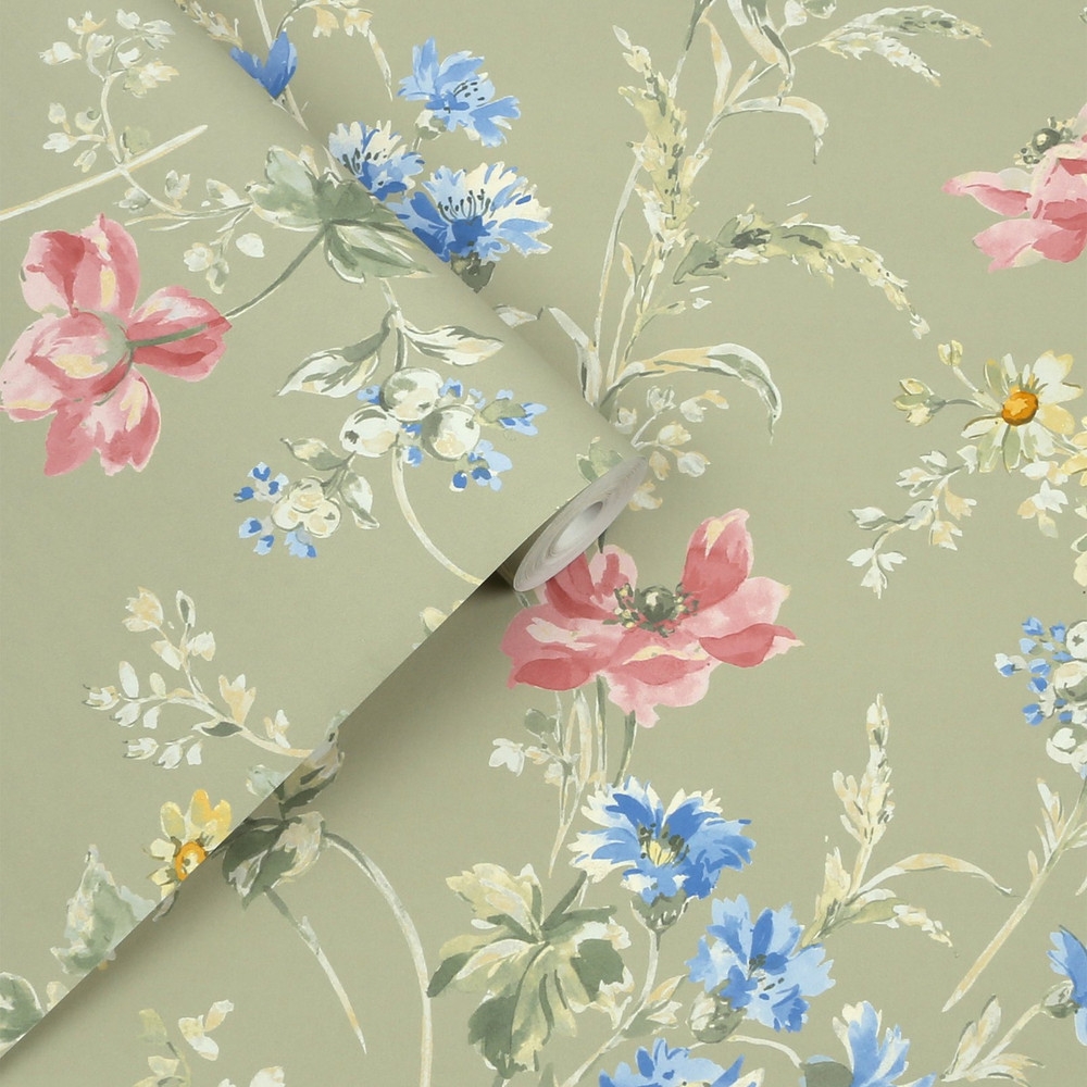 Laura Ashley Poppy Meadow Sage Green Wallpaper - 127405_ROLLSHOT_POPPY MEADOW SAGE GREEN_01.jpg