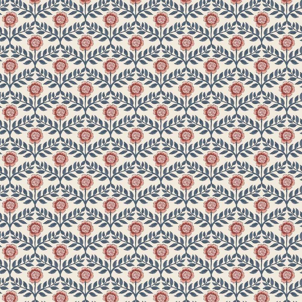 Joules Stately Floral Cream & Blue Wallpaper - 128956_TILE_STATELY FLORAL PRINT CREAM & BLUE_01.jpg