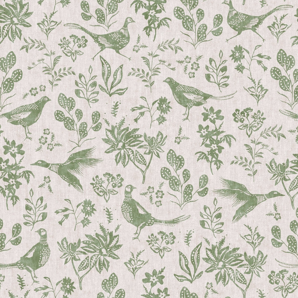 Joules Pheasant Linen & Green Wallpaper - 128920_TILE_PHEASANT PRINT LINEN & GREEN_01.jpg