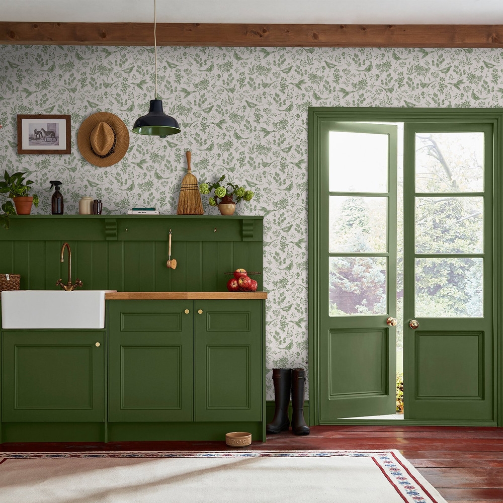 Joules Pheasant Linen & Green Wallpaper - 128920_ROOMSET_PHESANT PRINT LINEN & GREEN_01.jpg