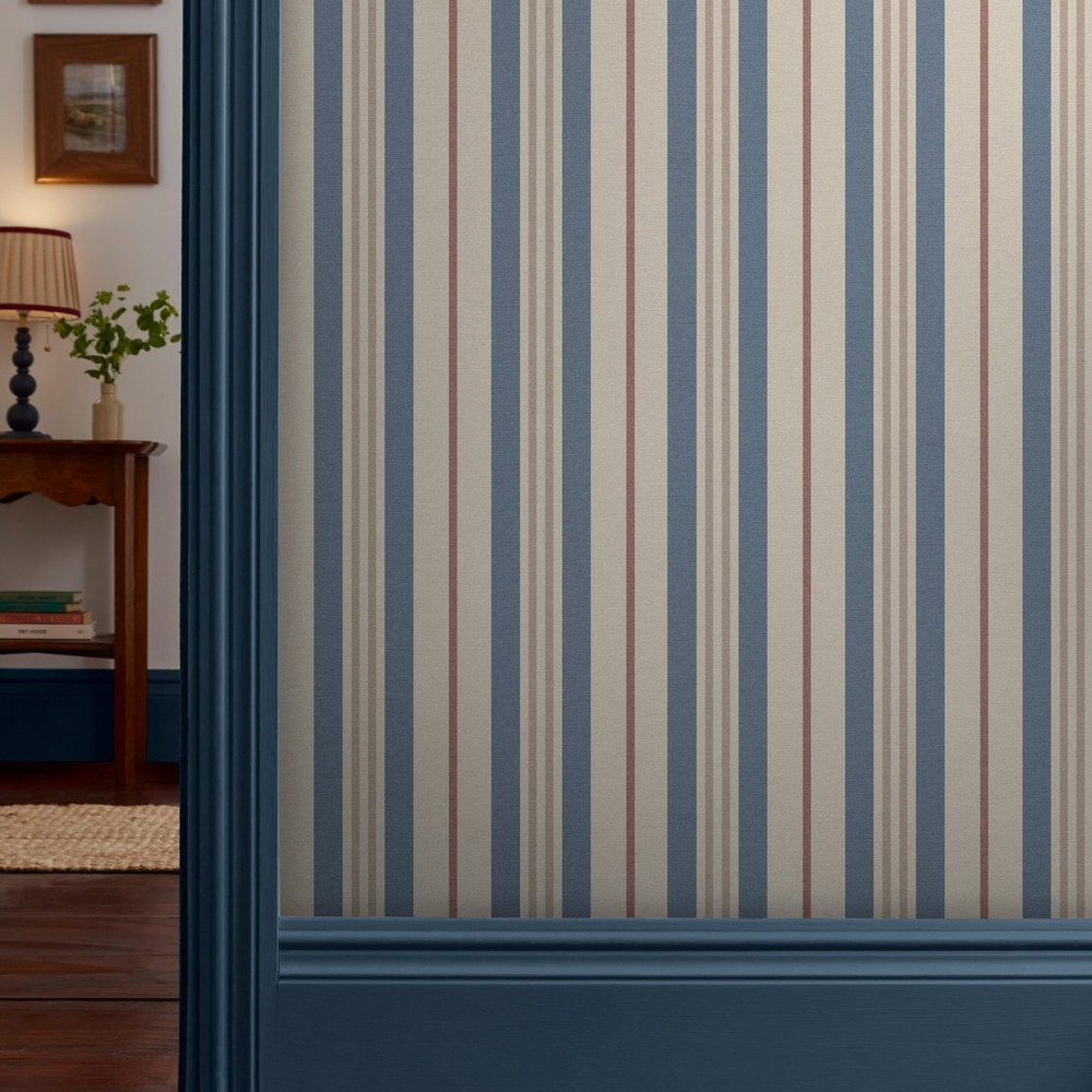 Joules Grove Stripe Pink & Blue Wallpaper - 128926_ROOMSET_GROVE STRIPE PINK & BLUE_01.jpg