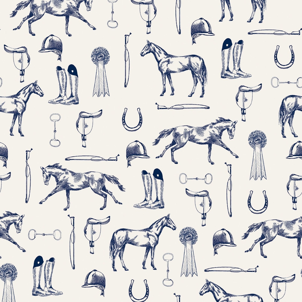 Joules Sketched Equestrian Cream & Blue Wallpaper - 128902_TILE_SKETCHED EQUESTRIAN PRINT CREAM & BLUE_01.jpg