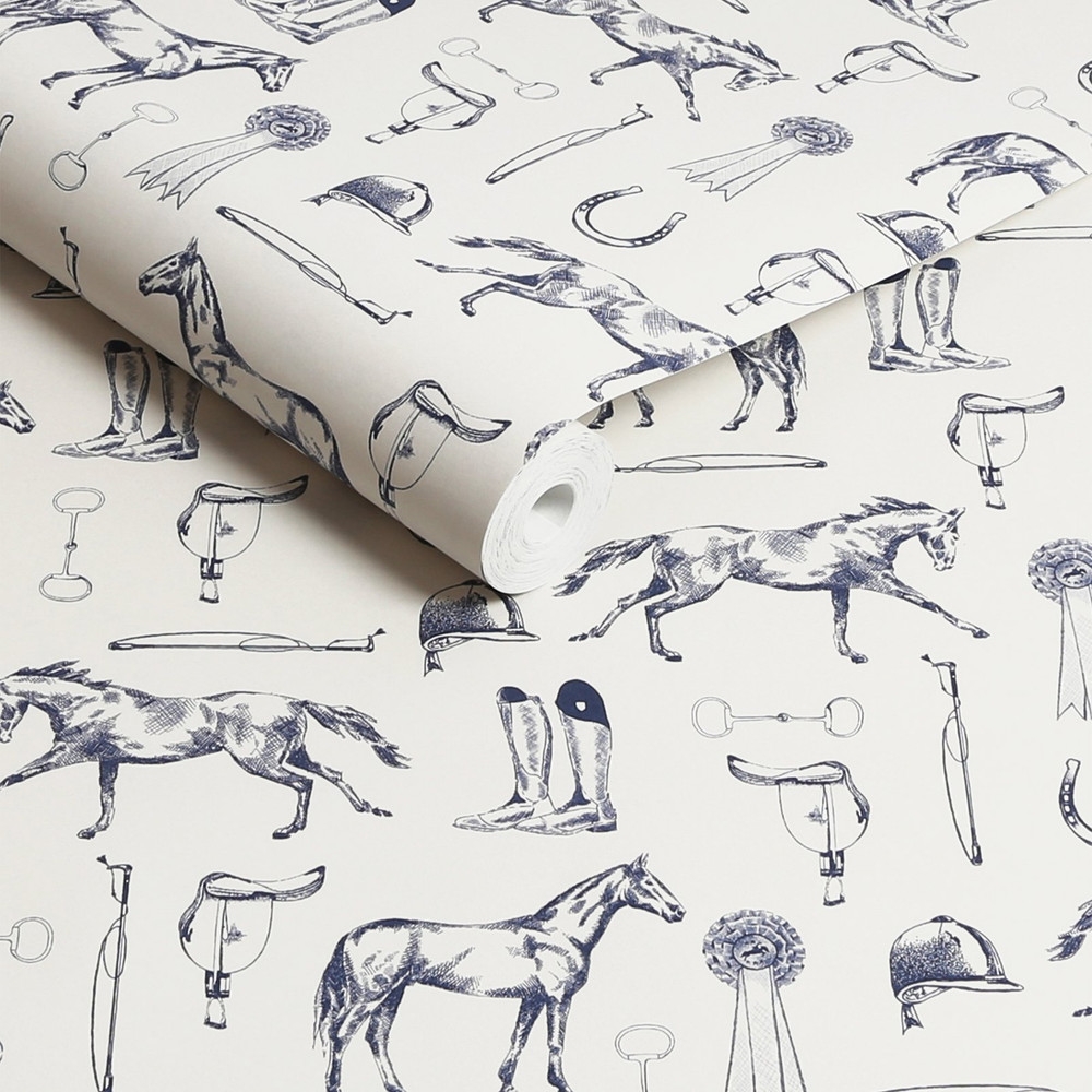 Joules Sketched Equestrian Cream & Blue Wallpaper - 128902_ROLLSHOT_SKETCHED EQUESTRIAN PRINT CREAM & BLUE_01.jpg