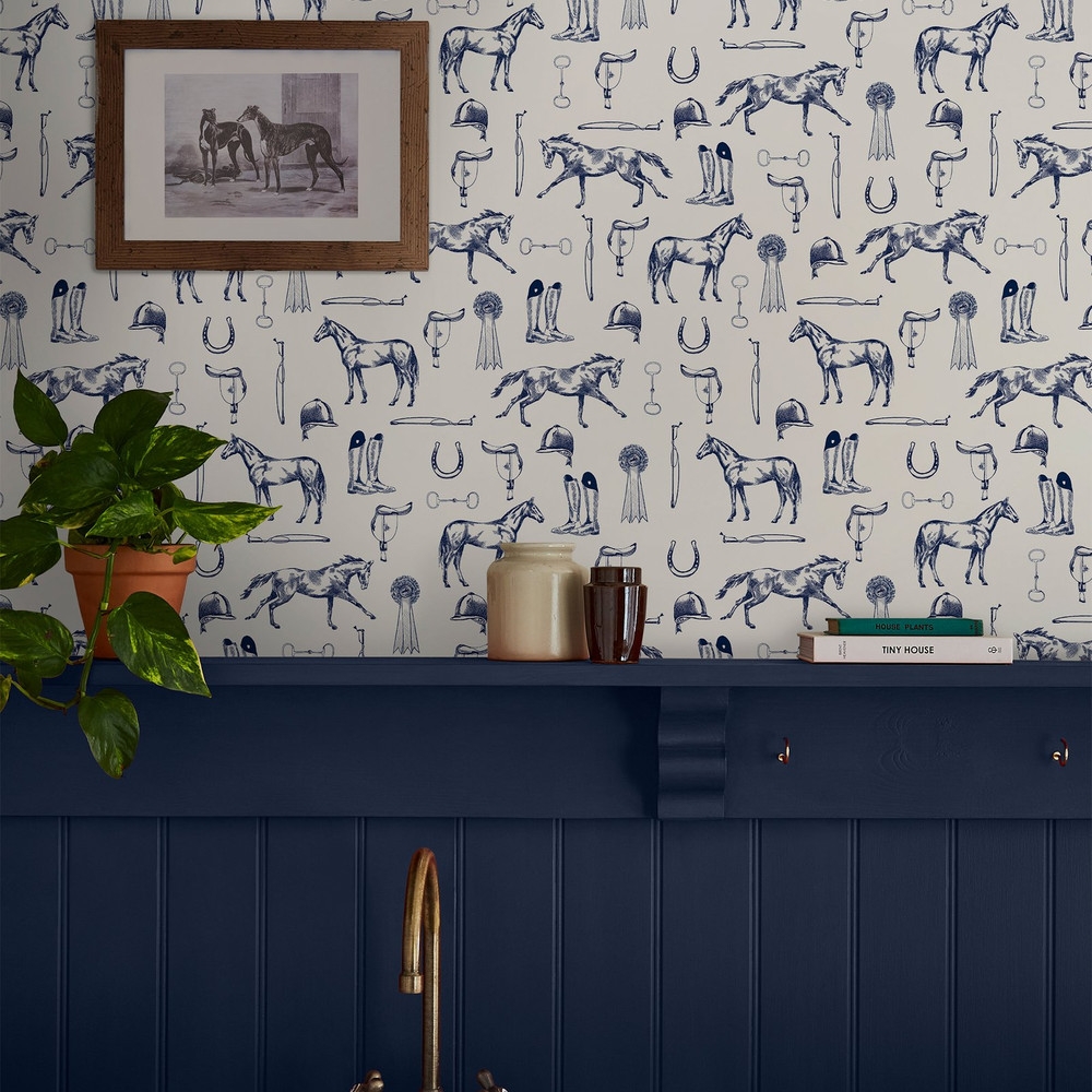 Joules Sketched Equestrian Cream & Blue Wallpaper - 128902_ROOMSET_SKETCHED EQUESTRIAN PRINT CREAM & BLUE_01.jpg