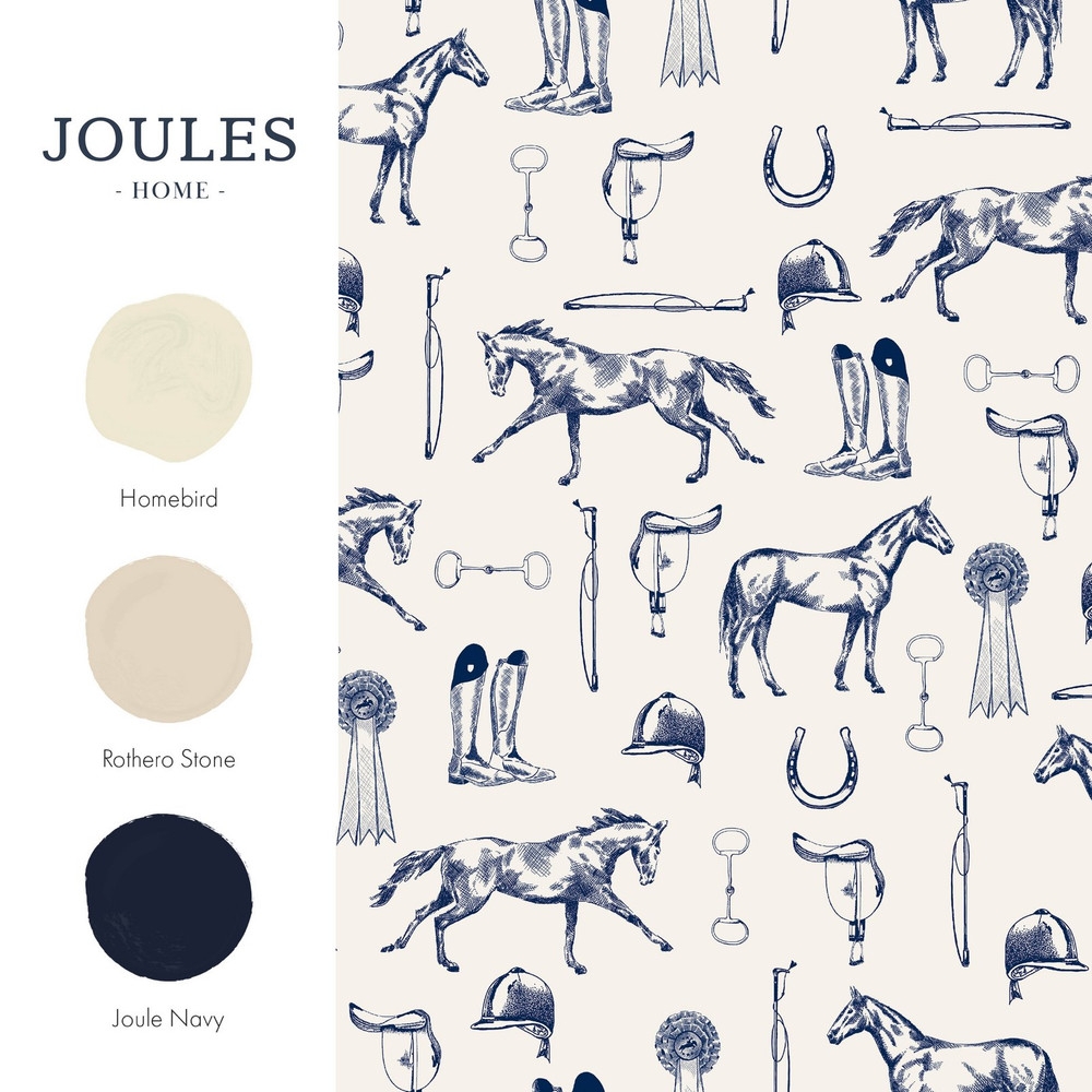 Joules Sketched Equestrian Cream & Blue Wallpaper - 128902_FLATLAY_SKETCHED EQUESTRIAN PRINT CREAM & BLUE_01.jpg