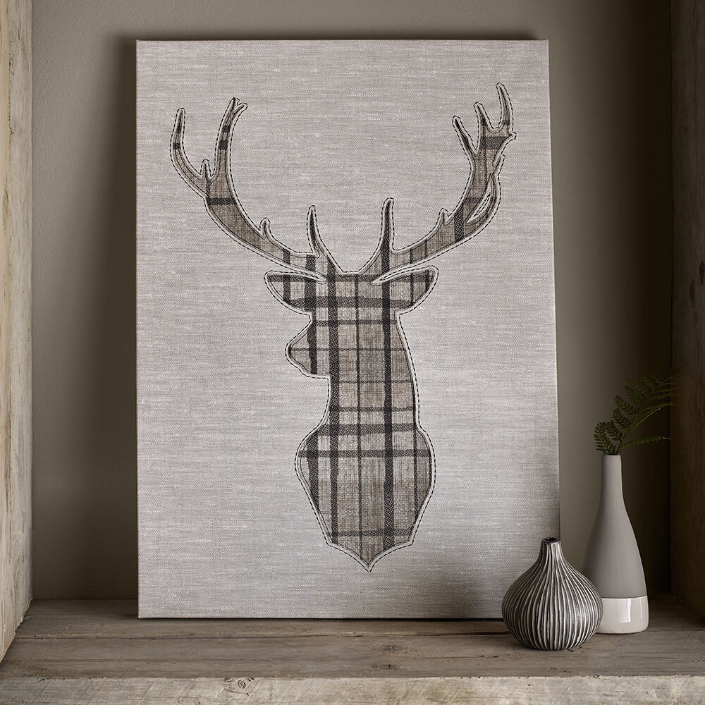 Tartan Stag Printed Canvas Wall Art