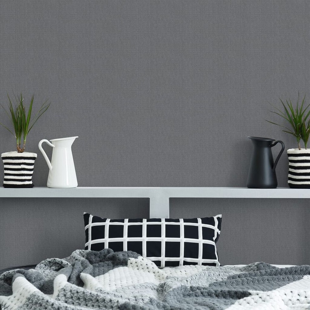 glamorous tweed charcoal wallpaper