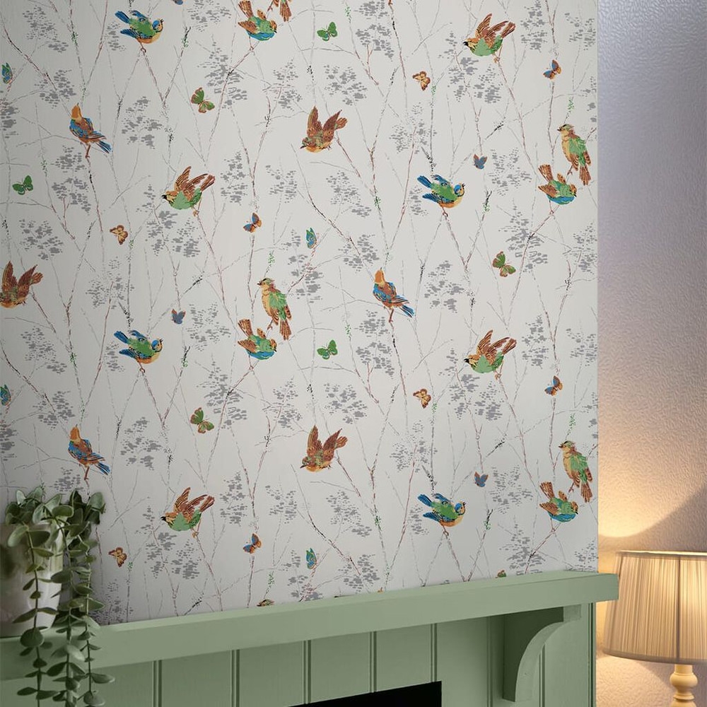 laura ashley aviary natural wallpaper