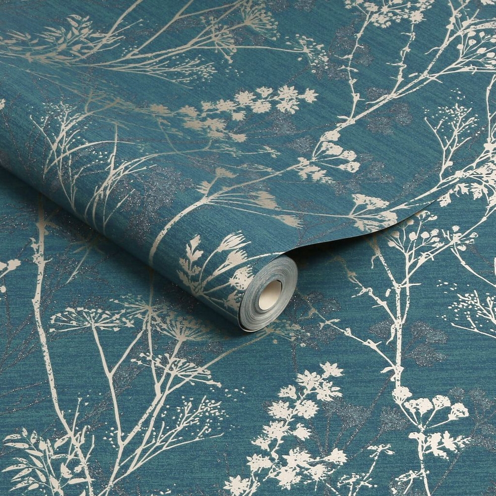 hedgerow teal wallpaper