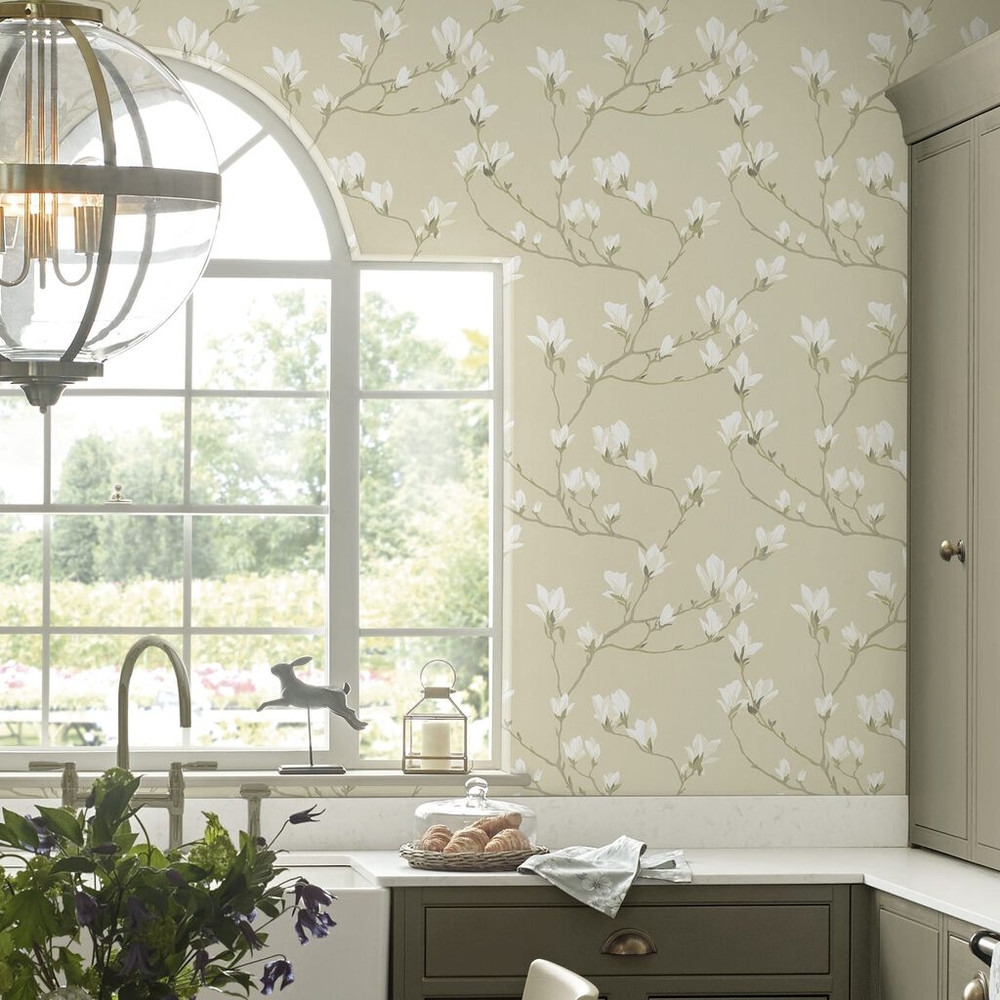 laura ashley magnolia grove natural wallpaper