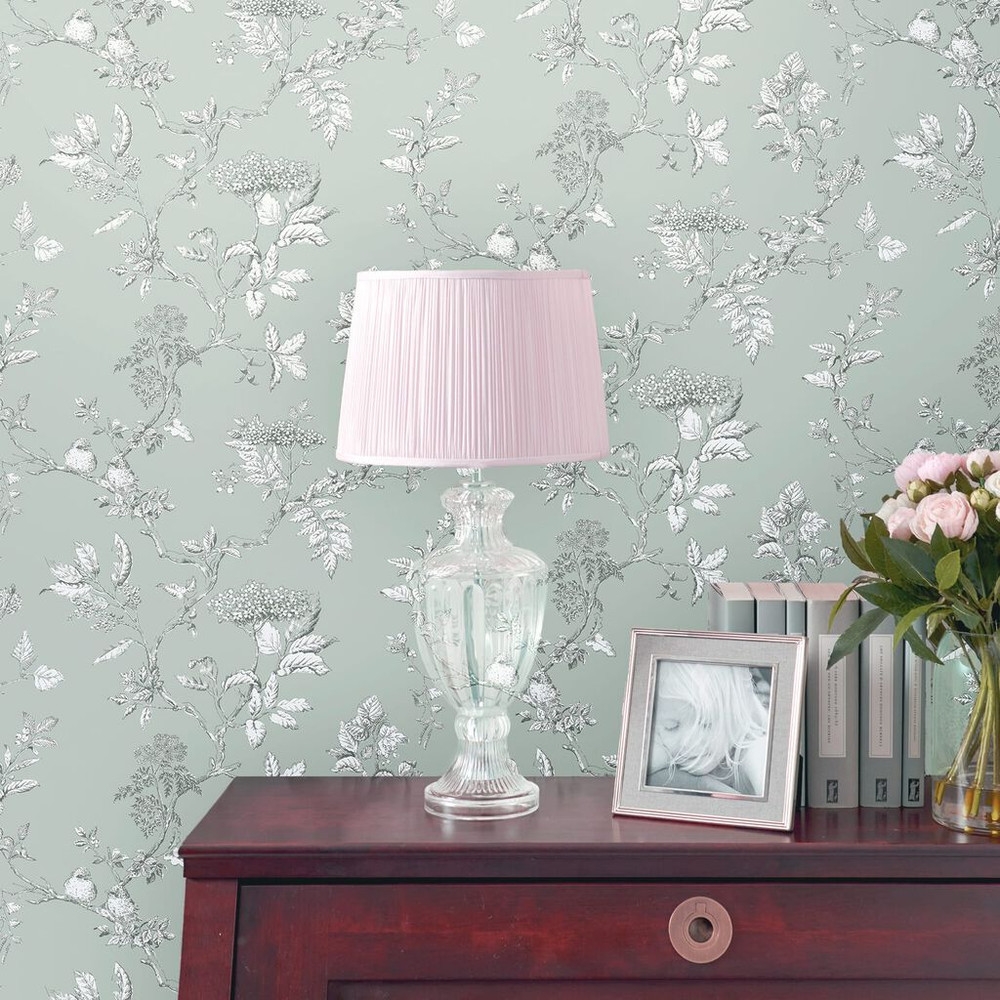 laura ashley elderwood duck egg wallpaper