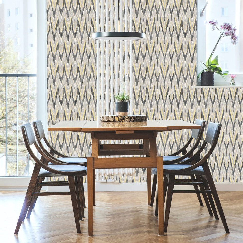 homespun geo ochre wallpaper