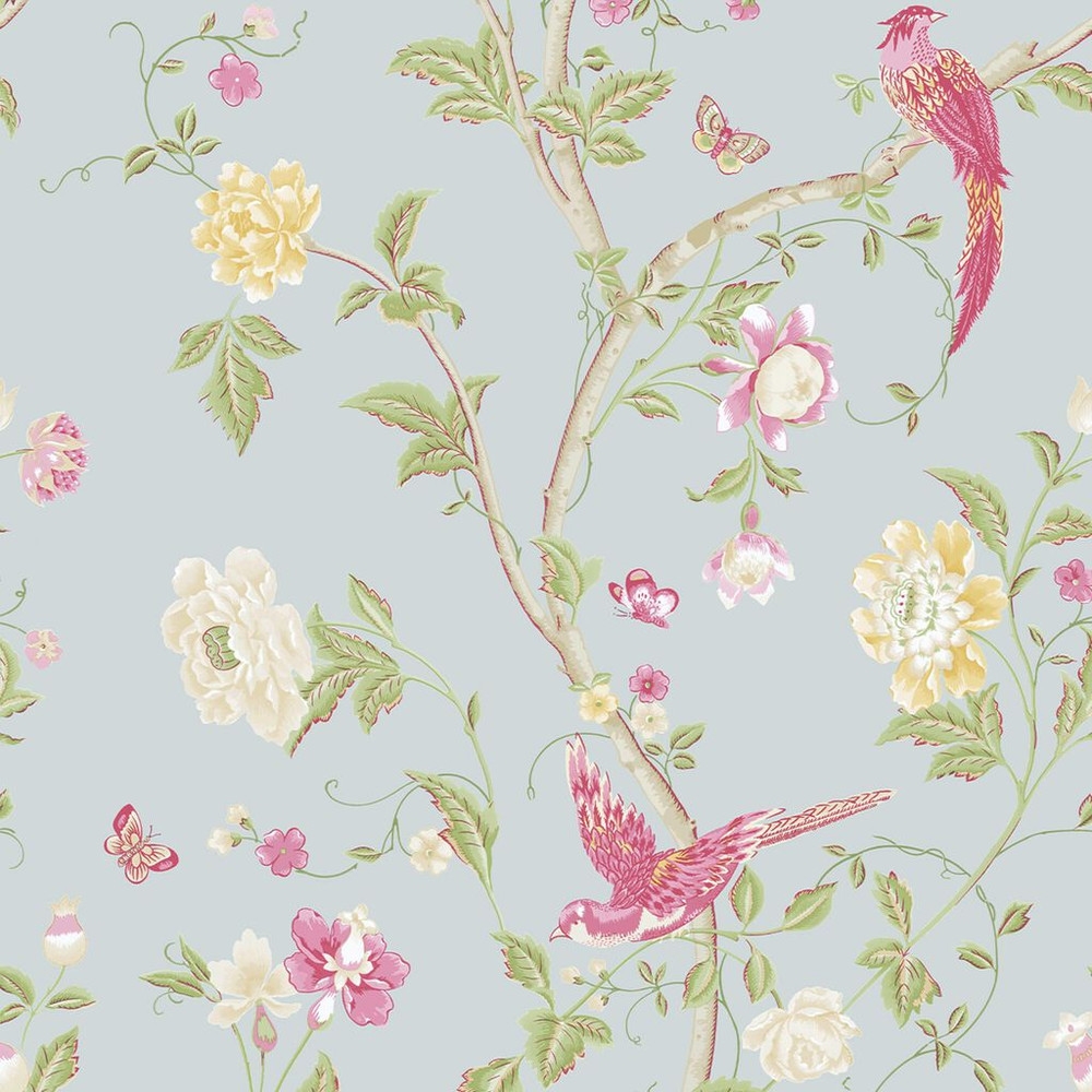 laura ashley summer palace duck egg wallpaper