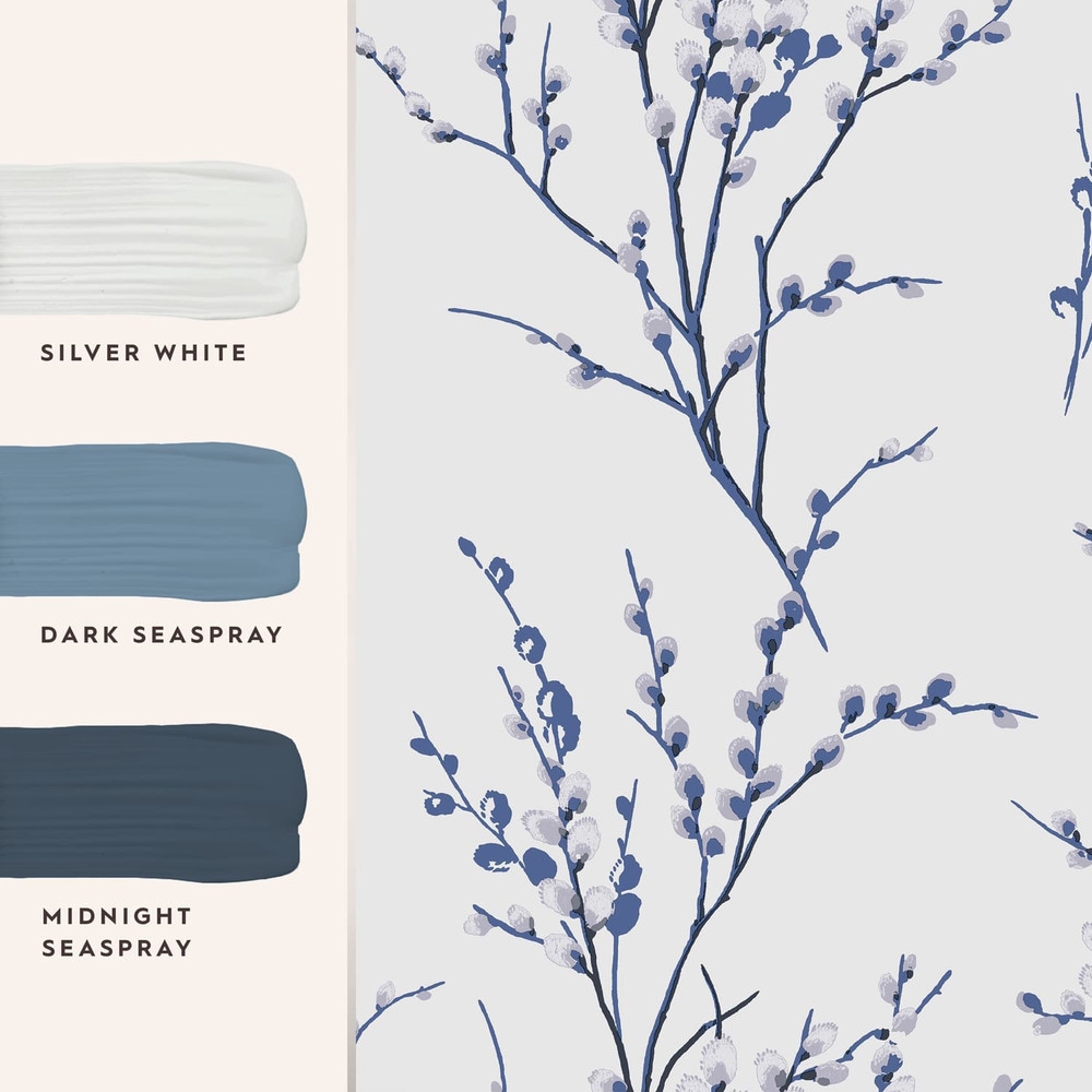 Laura Ashley Pussy Willow Midnight Wallpaper