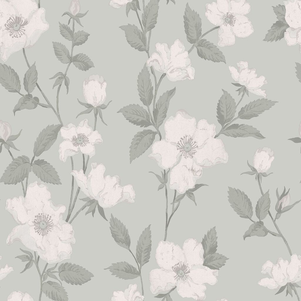 laura ashley fleurir smoke green wallpaper