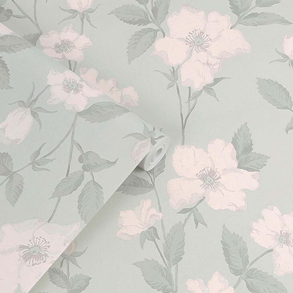 laura ashley fleurir smoke green wallpaper