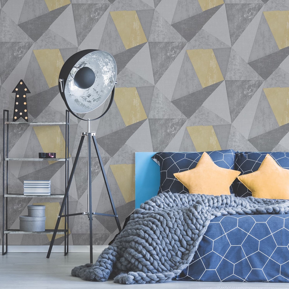 Shard Gray Ochre Wallpaper