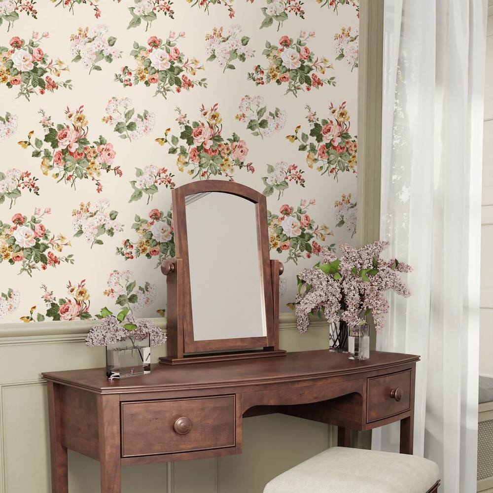 laura ashley rosemore pale sable wallpaper