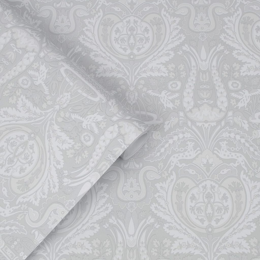 laura ashley heraldic damask slate grey wallpaper