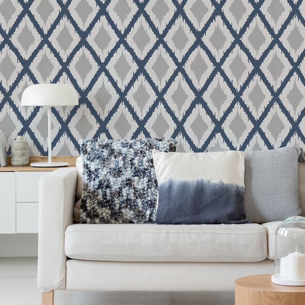 Ikat Blue Wallpaper