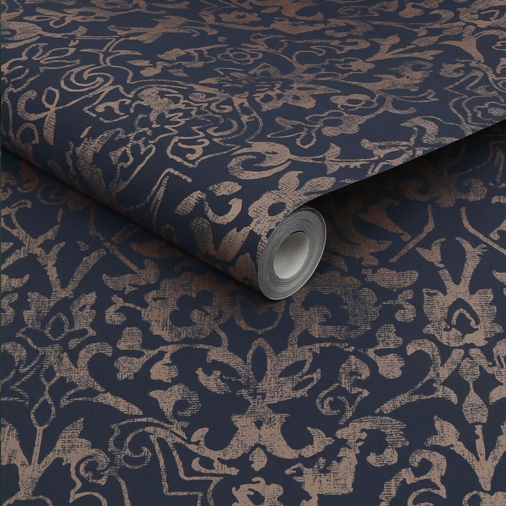 next majestic damask navy wallpaper