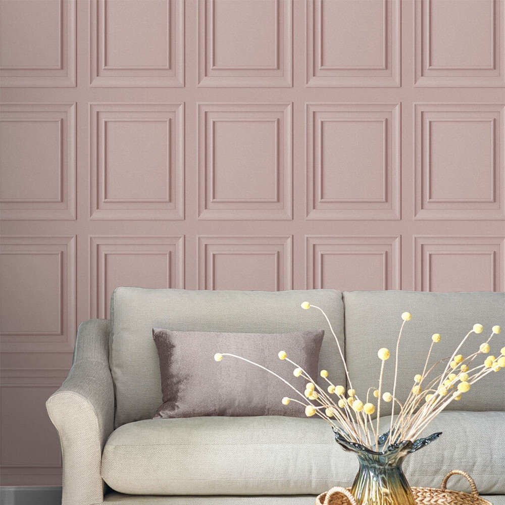 laura ashley redbrook wood panel blush wallpaper