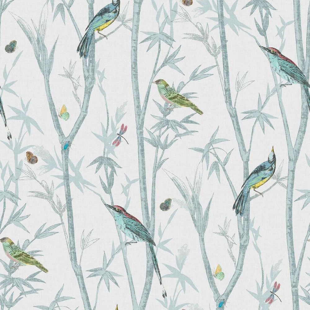 next chinoiserie bird trail duck egg wallpaper