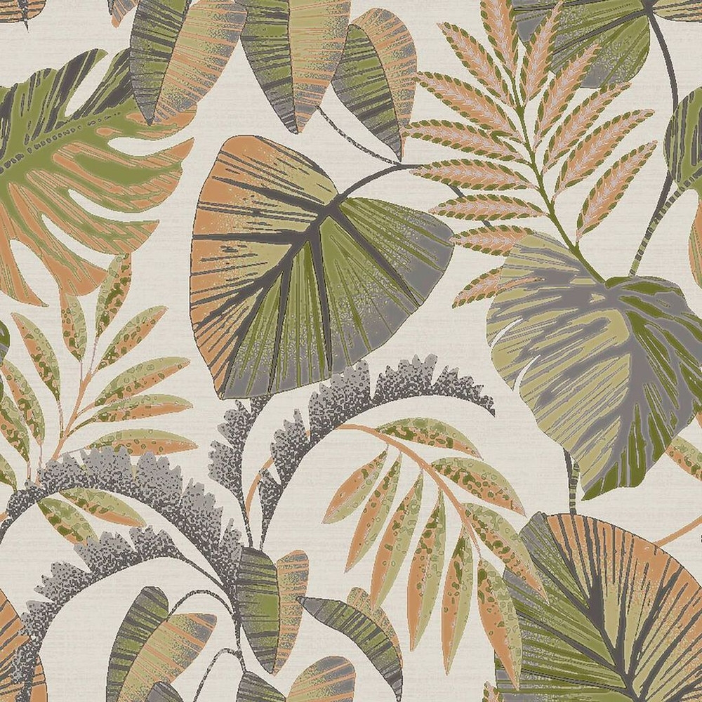 next jungle leaves orange wallpaper