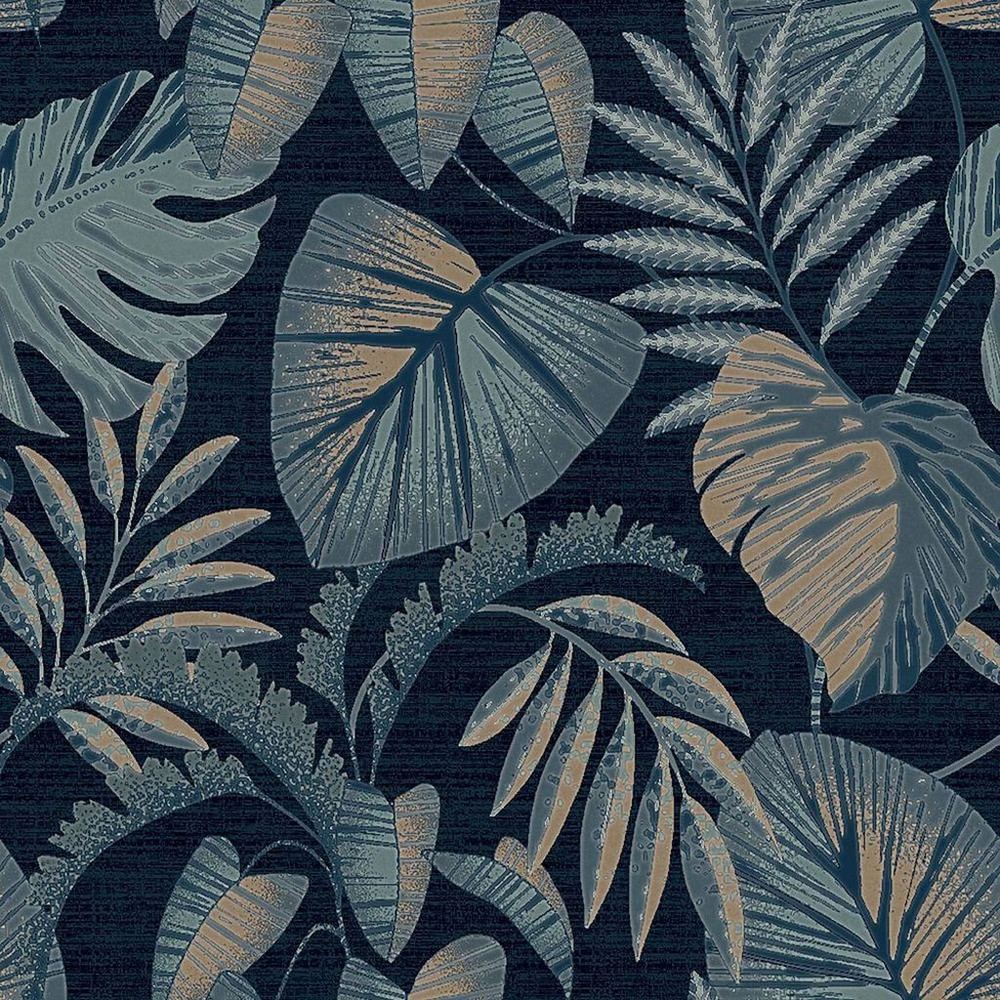 next jungle leaves navy wallpaper