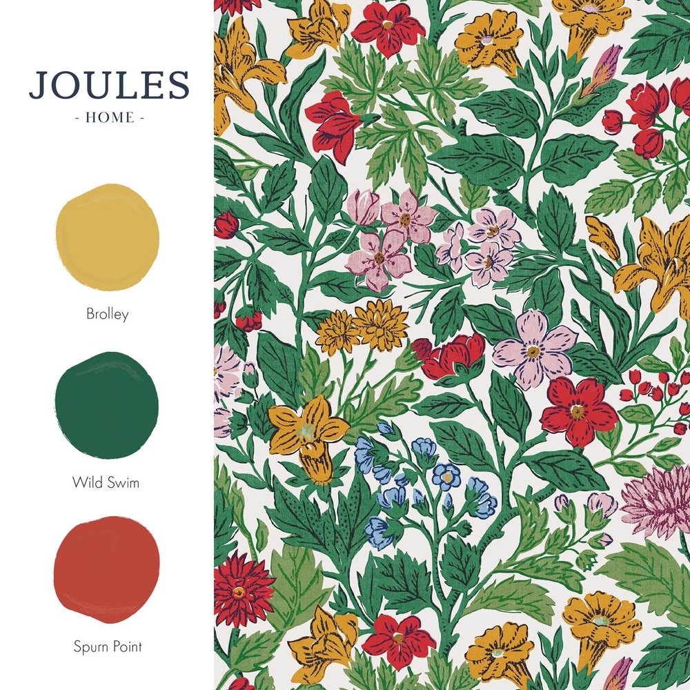 Joules Arts and Crafts Floral Rainbow Wallpaper - 118543_FLATLAY_ARTS AND CRAFTS FLORAL RAINBOW_01.jpg